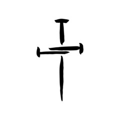 Hand drawn grunge christian cross. Religion symbol vector illustration.