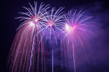 Purple Fireworks Lighting Up The Belfast Night Sky