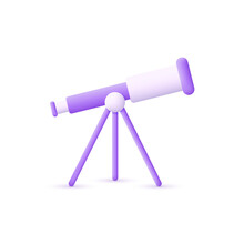 3d Telescope Isolated On White Background. Can Be Used For Many Purposes.