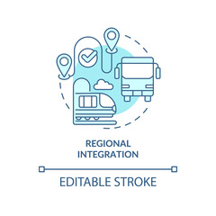 Wall Mural - regional integration turquoise concept icon. urban design principles abstract idea thin line illustr