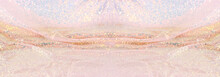 Background Of Beautiful Golden And Pink Sequins Fabric