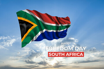 South Africa independence day card with flag