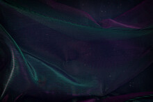 Background Of Beautiful Dark Purple, Green Silk Fabric