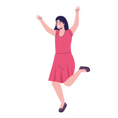 Sticker - happy woman jumping in air