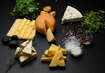 Wall Mural - Various kind of fresh cheese. 
Set of different cheeses