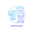 Respite care blue gradient concept icon. Short-term assistance. Hospice service for patient abstract idea thin line illustration. Isolated outline drawing. Myriad Pro-Bold fonts used