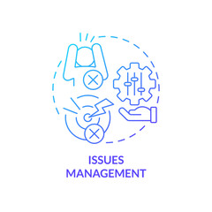 Sticker - Issues management blue gradient concept icon. Solving health problem. Palliative care stage abstract idea thin line illustration. Isolated outline drawing. Myriad Pro-Bold fonts used