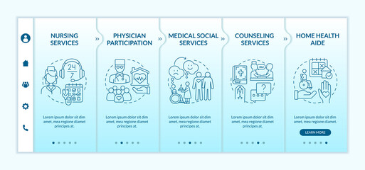 Wall Mural - provided services of hospice care turquoise gradient onboarding template. responsive mobile website 