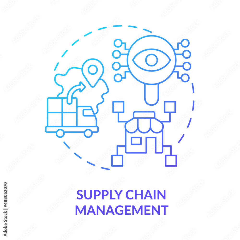 Stockvector Supply chain management blue gradient concept icon. Digital ...