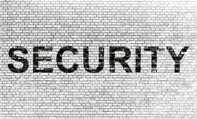 Wall Mural - SECURITY on grunge brick wall background