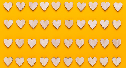 Wall Mural - Happy Valentines day background. With small color hearts on yellow background.