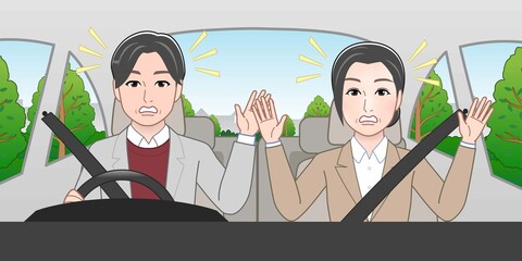 Sticker - 天気の良い日に車に乗っている男女