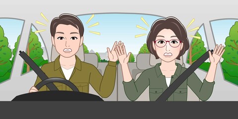 Poster - 天気の良い日に車に乗っている男女