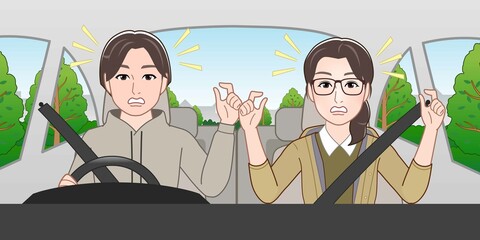 Poster - 天気の良い日に車に乗っている男女