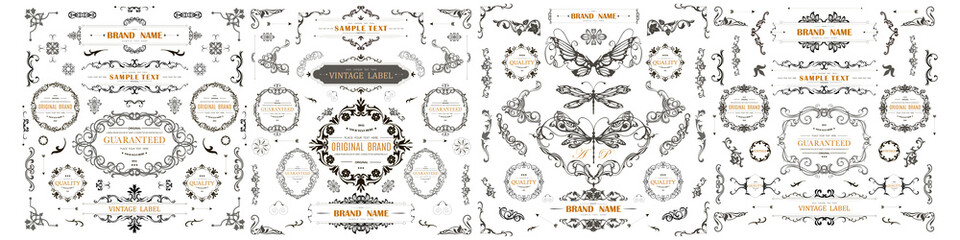 Wall Mural - set of vintage decorations flourishes elements.