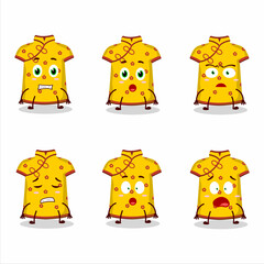 Sticker - Character cartoon of yellow clothing kids chinese woman with scared expression