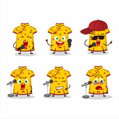 Sticker - A Cute Cartoon design concept of yellow clothing kids chinese woman singing a famous song