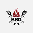 © Vexper - BBQ logo design for barbecue, concept fire flame combining with spatula