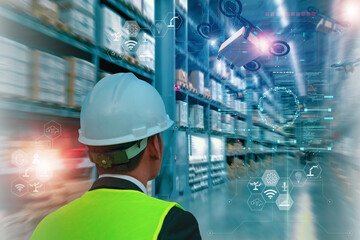 Wall Mural - concept business and industry 4.0 modern 5g technology factory. professional manager technical indus