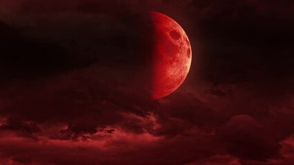 creepy blood moon,red moon,the bloody full moon on the clouds.