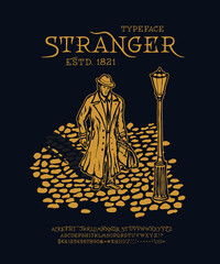 Wall Mural - Font Stranger. Craft retro vintage typeface design