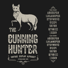 Wall Mural - Font The Cunning Hunter. Vintage typeface design