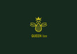 queen beeline art exclusive logo design inspiration, Bee Queen with Crown and Hive Logo Vector Illustrations