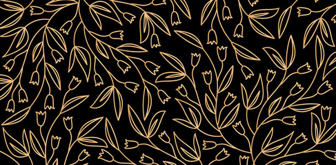 seamless line floral and flower pattern texture, applicable for website banner, poster sign, fabric printing canvas or linen, letterpress and engraving media element, package product retro backgrounds