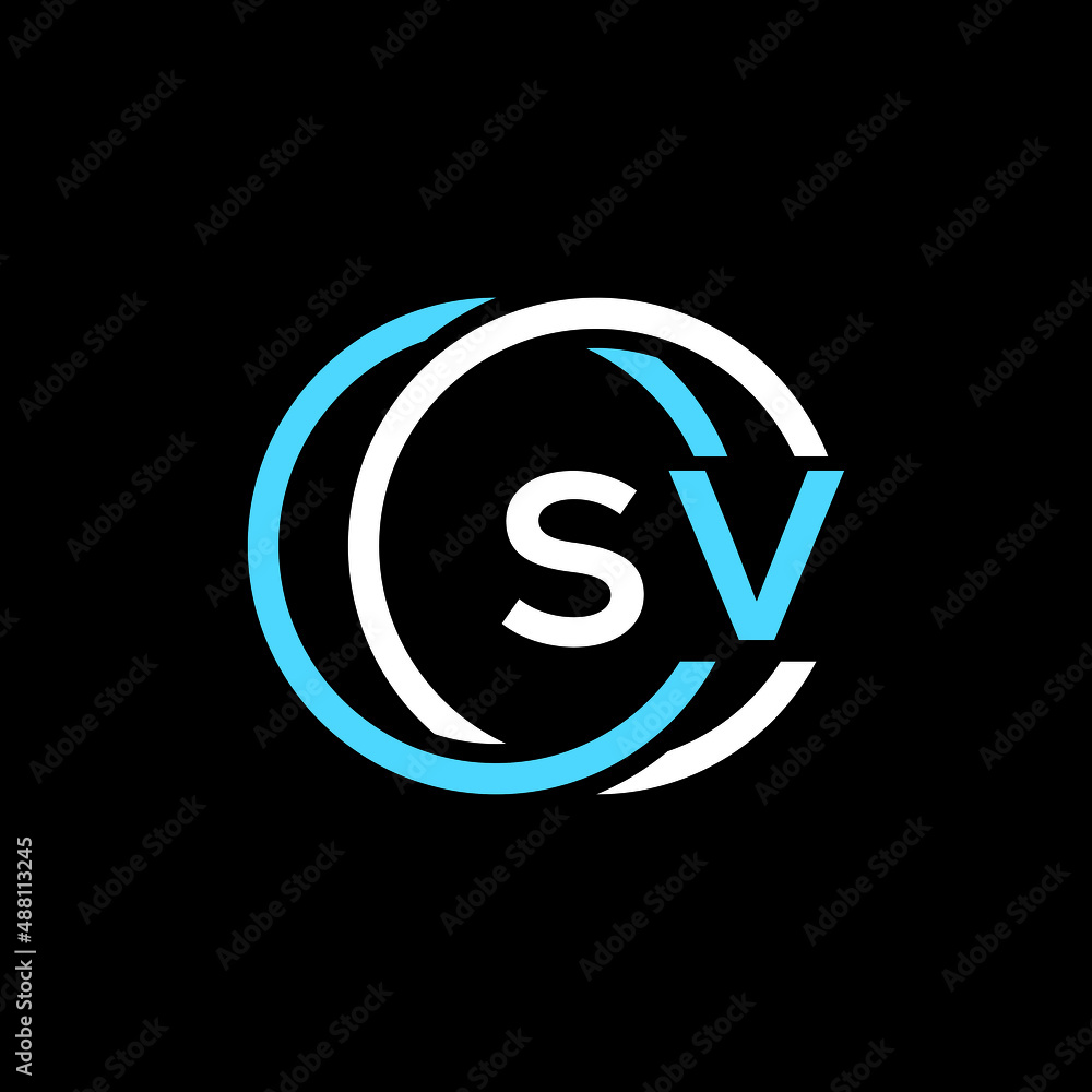 SV logo monogram isolated on circle element design template, SV letter logo design on black background. SV creative initials letter logo concept. SV letter  design.