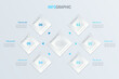 Blue vector infographics timeline design template with square elements. Content, schedule, timeline, diagram, workflow, business, infographic, flowchart. 6 options infographic.