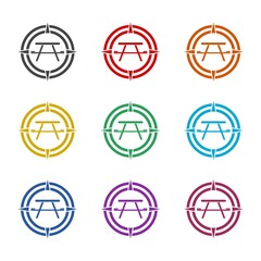 Canvas Print - Camping compass icon or logo, color set