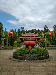 Poster - A view of the Long Son Pagoda or Chua Long Son, a Buddhist temple in the city of Nha Trang in Vietnam