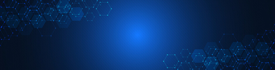abstract tech background and geometric pattern with hexagons for banner design or header