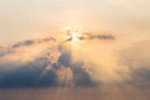Sunbeams Through The Clouds. Spiritual Concept