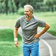 senio exercise running man active fitness jogging pain hip injury back bone arthritis chest disease care health fit illness ache