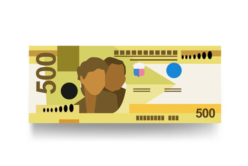 Wall Mural - Philippine Peso Vector Illustration. Philippines money set bundle banknotes. Paper money 500 PHP. Flat style. Isolated on white background. Simple minimal design.