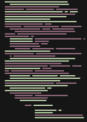 Code on screen vector illustration, flat cartoon coding lines simulation