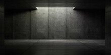 Modern Concrete Basement Subground Hall With Day Lighting 3d Render Illustration