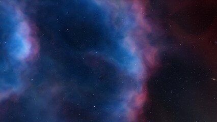 colorful space background with stars, nebula gas cloud in deep outer space, science fiction illustrarion 3d illustration
