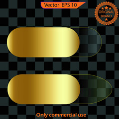 Wall Mural - 	
Set of empty glass gold buttons. Button set color gold glossy. 
