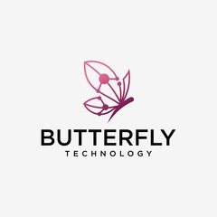 Poster - Butterfly logo butterfly line symbol abstract geometric pixel style butterfly technology