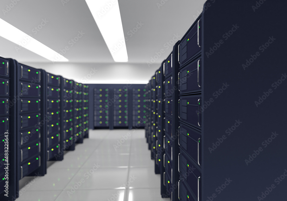 Computer cluster server room for cloud computing 3d illustration, 3d ...