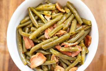 Southern Style Green Beans Cooked with Bacon