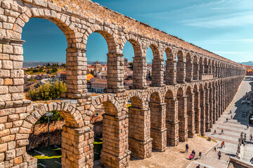 Wall Mural - The ancient Roman aqueduct of Segovia, Spain