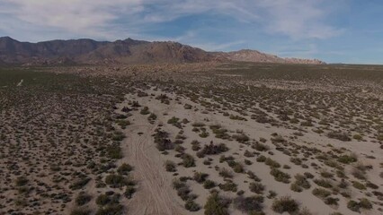 Wall Mural - Scenic view of desert landscape with mountains in Mojave Desert, California