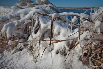 Wall Mural - Snow at White Rock Lake, Dallas, Texas.