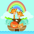 Floating ark vector cartoon illustration