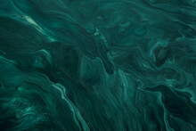 Fluid Art. Liquid Velvet Jade Green Abstract Drips And Wave. Marble Effect Background Or Texture