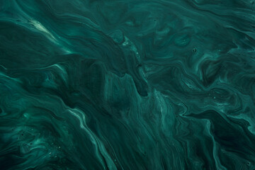 Wall Mural - Fluid Art. Liquid Velvet Jade green abstract drips and wave. Marble effect background or texture