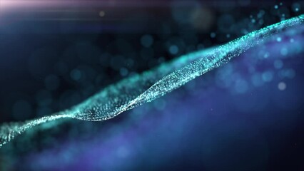Poster - Abstract luxurious, premium glittering blue particles grid motion background floating in cyberspace loop background